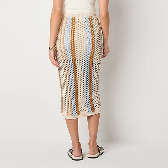 a.n.a Crochet Womens High Rise Midi Pencil Skirt, Natural Sz L 925301 - Picture 2 of 3